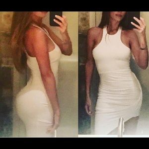 BEBE White asymmetrical dress. XS. Used only once.